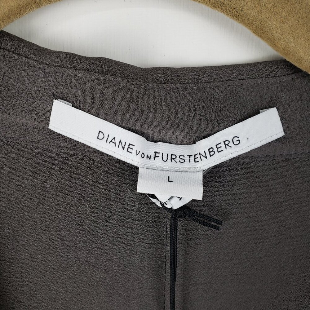 Diane von Furstenberg Hatsu CB Layered Silk Crepe de Chine Shirt Dress Womens L - Picture 6 of 12